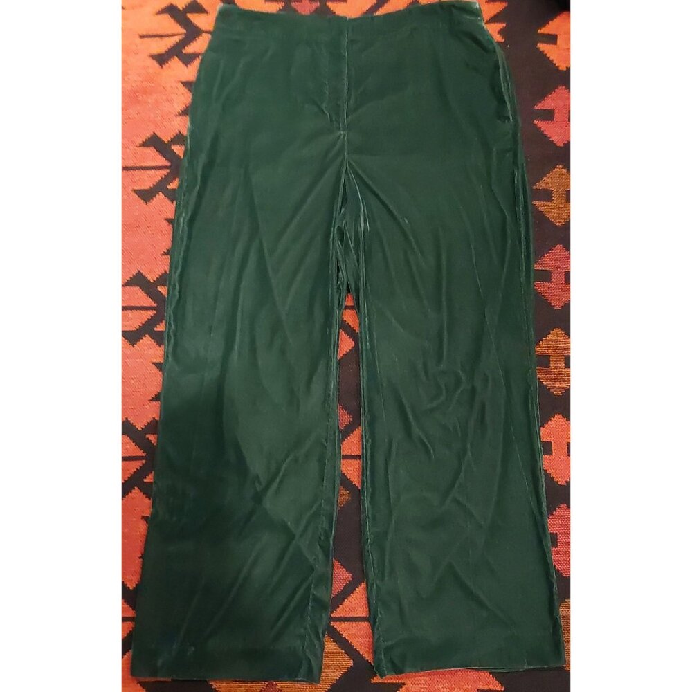 Lauren Conrad Green Velvet Pants Size 16 With Zipper Closure & Stretch Waistband